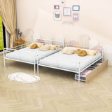 Convertible Metal Full XL Over Queen Bunk Beds with Storage Drawers