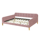 Modern Full Size Velvet Upholstered Daybed with Slats