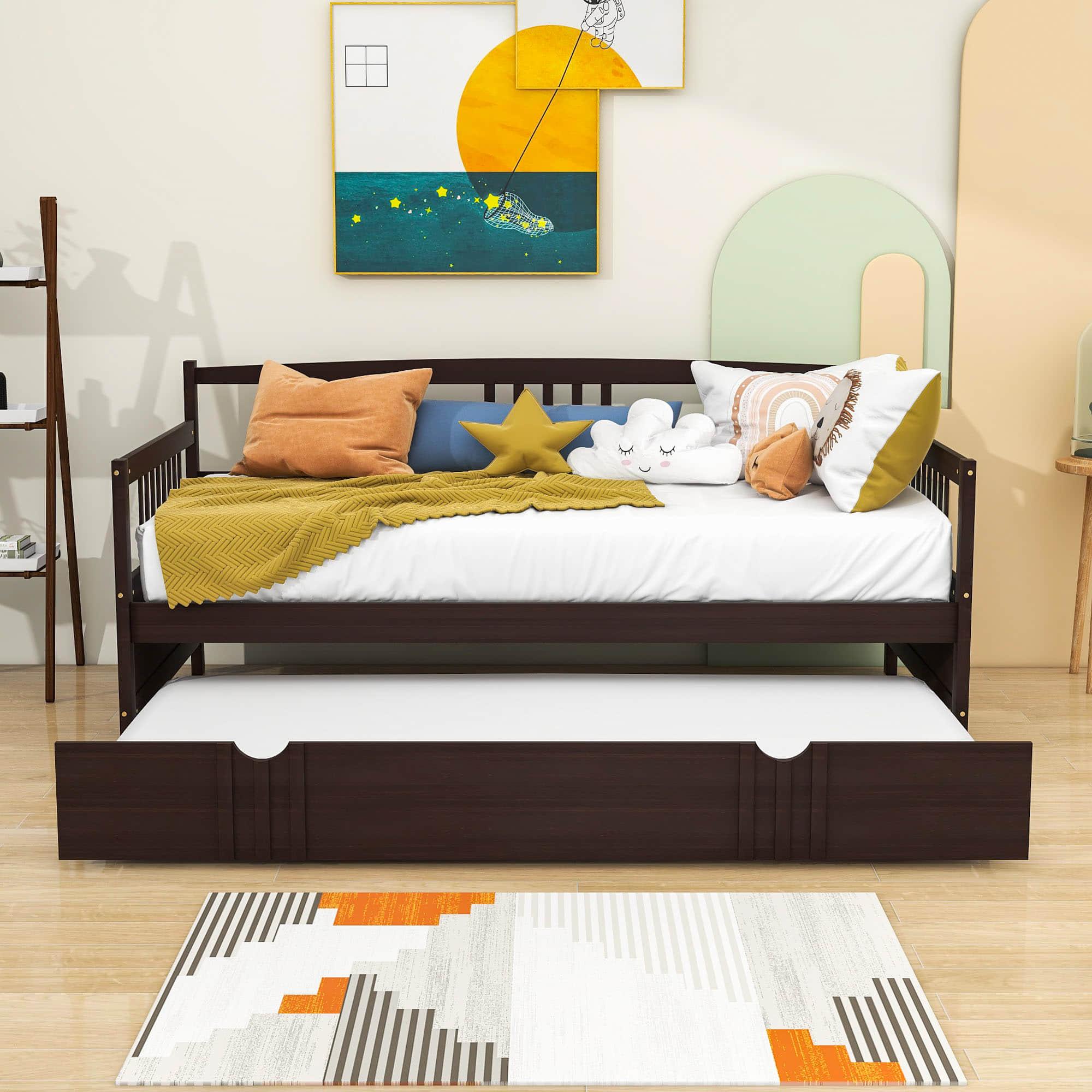 Wooden Twin Daybed with Twin Trundle