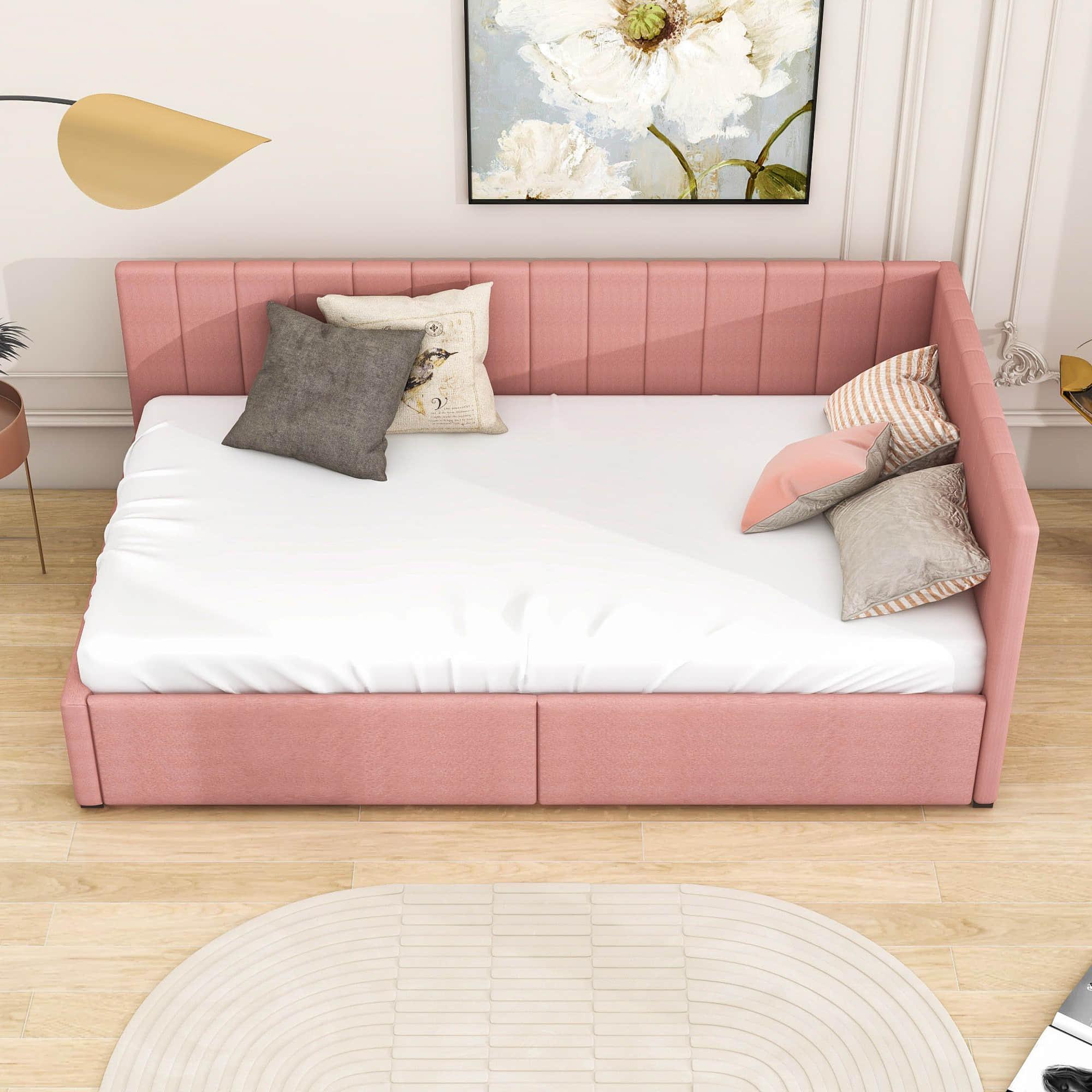 Twin Linen Upholstered Daybed with Storage - [Drawers]