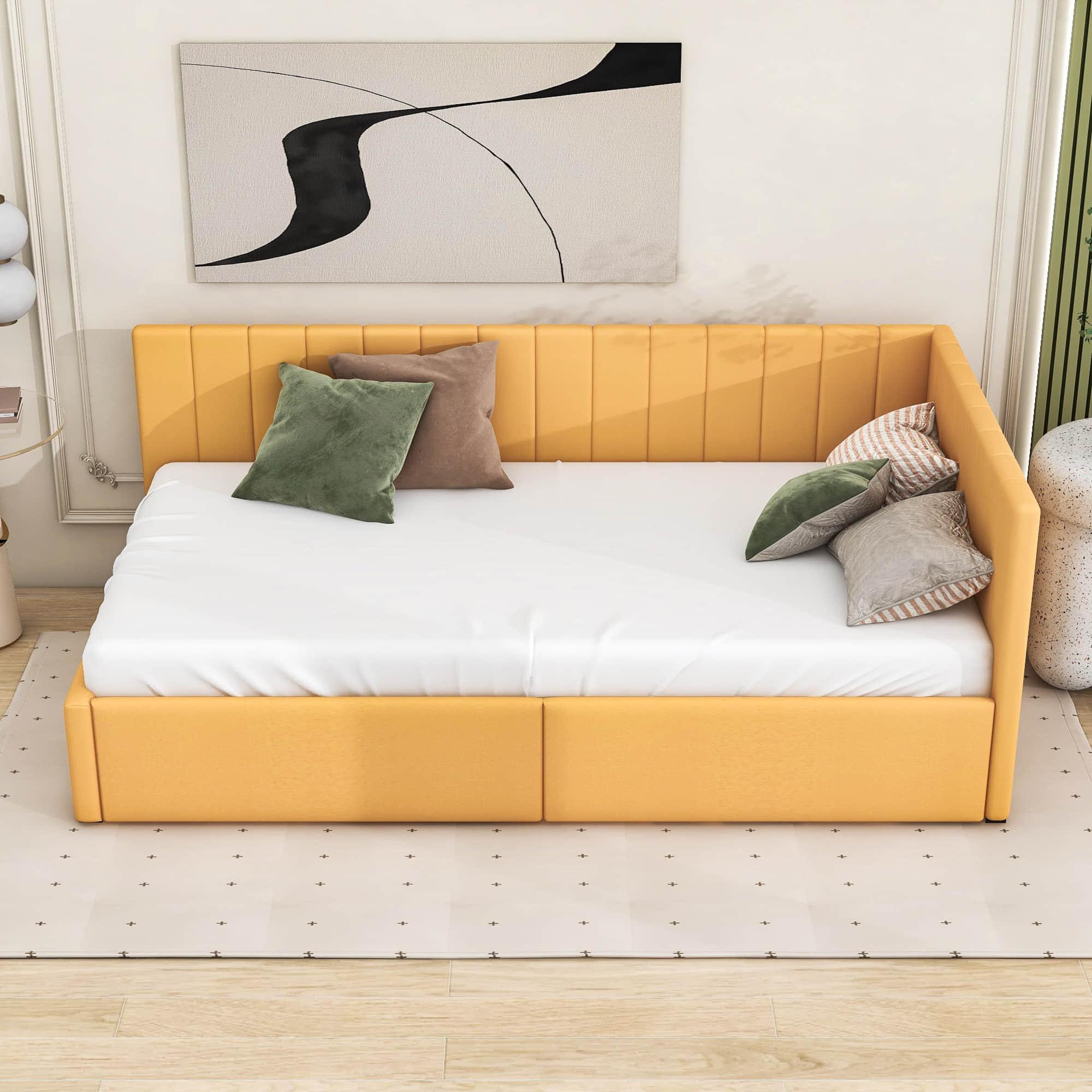 Twin Linen Upholstered Daybed with Storage - [Drawers]