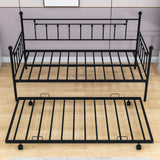 Mid-Century Modern Heavy-Duty Sturdy Metal Twin Daybed with Trundle