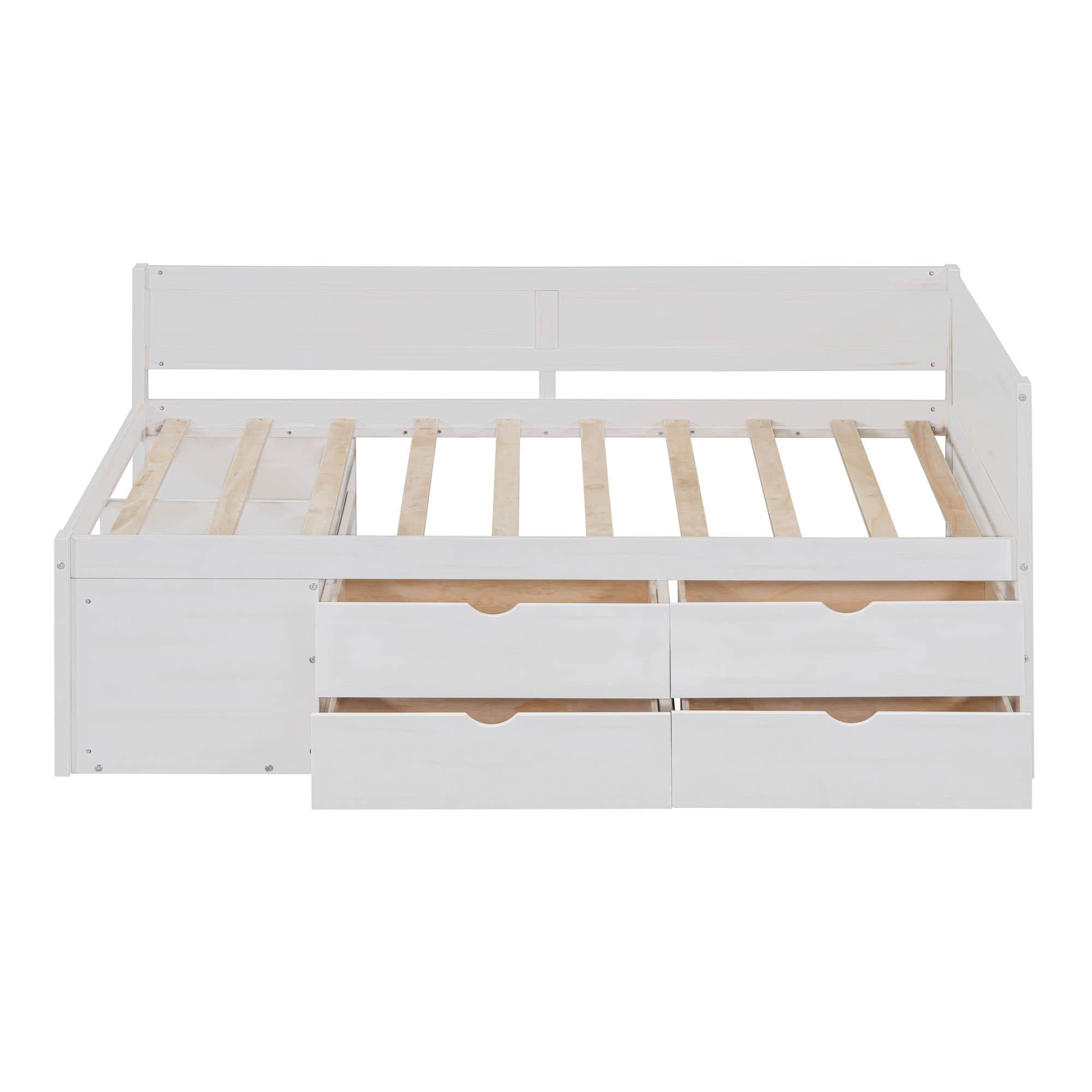 Wood Twin Daybed with Storage Drawers and Shelves for Kids