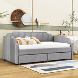 Modern Twin Size Upholstered Daybed with Storage Drawers