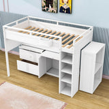 Twin Loft Bed with Desk and Storage for Kids, Teens - [Wooden]