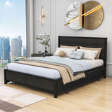 Metal Queen Size Storage Platform Bed with Twin Trundle Bed