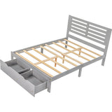 Wood Full Size Platform Bed Frame with Headboard and Storage