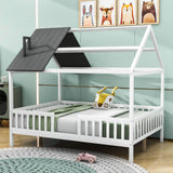 Full Wooden Kids Low Montessori Farmhouse Bed Frame with Rails