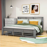 Wooden King Size Platform Bed with Open-Frame Headboard