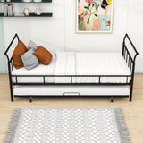 Metal Twin Daybed with Trundle and Curved Armrest - [Backless]