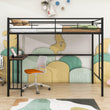 Twin Metal Loft Bed with Desk Underneath for Teen, Junior, Adult