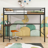 Twin Metal Loft Bed with Desk Underneath for Teen, Junior, Adult