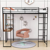 Metal Twin Loft Bed with Desk and Storage Shelves for Teens, Junior, Adult