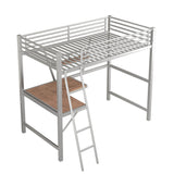 Metal Twin Loft Bed with Desk and Storage Shelf for Gamer, Adults