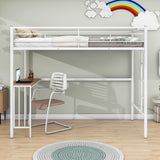 Twin Metal Loft Bed with Desk Underneath for Teen, Junior, Adult