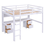 Modern Smart Full Size Loft Bed with Desk and Storage for Adults, Kids