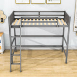 Solid Wood Twin Loft Bed with Interchangeable Ladder for Kids, Adults- [Medium]