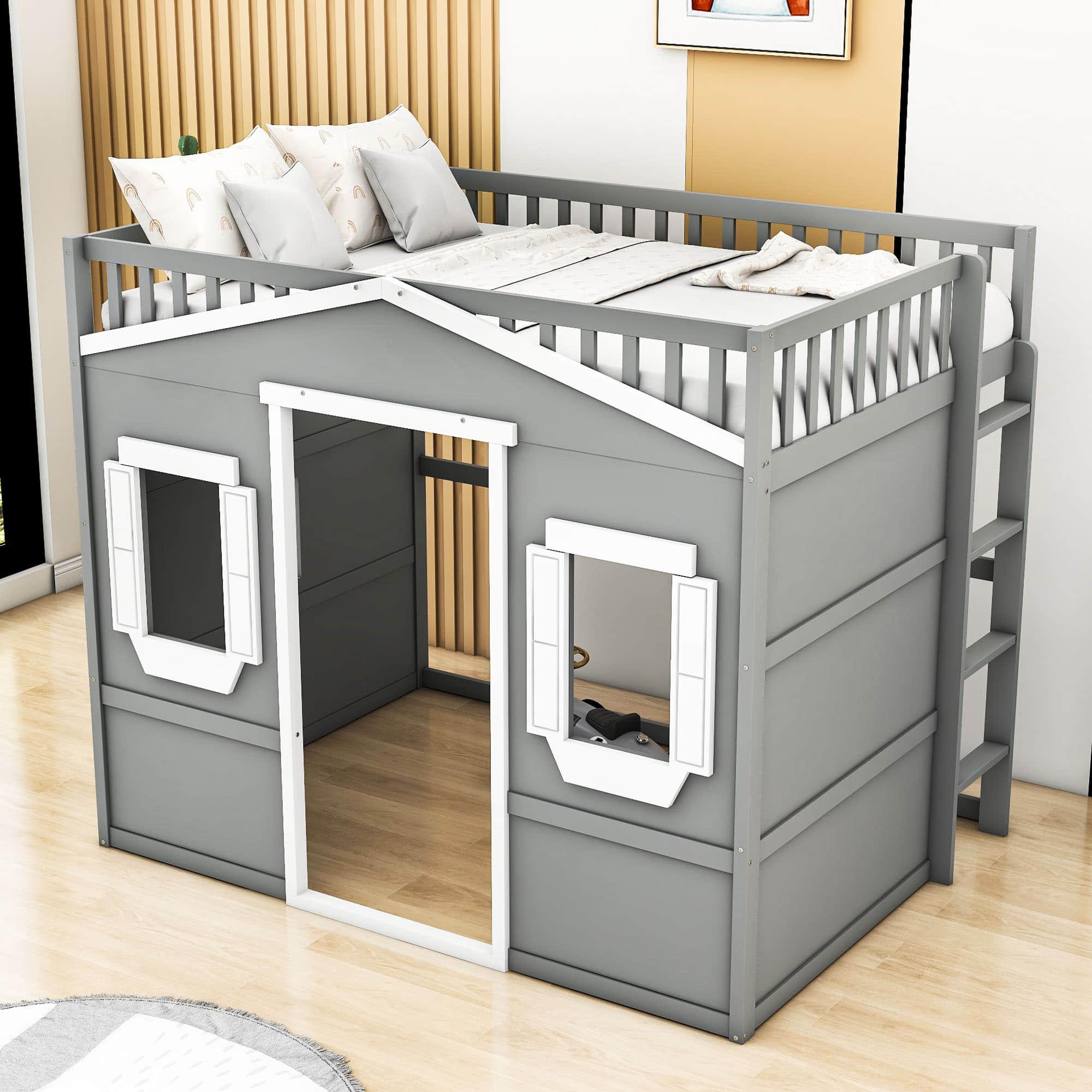 Sturdy Full Size House Loft Bed for Kids,Teens - [Wooden]