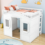 Sturdy Full Size House Loft Bed for Kids,Teens - [Wooden]