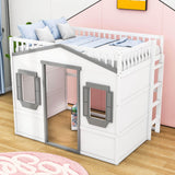 Sturdy Full Size House Loft Bed for Kids,Teens - [Wooden]