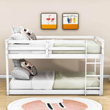 Wood Scandinavian Twin Over Twin Floor Loft Bunk Bed with Ladder