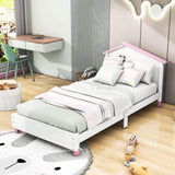 Twin Wood Girls Platform Bed with House-Shaped Headboard