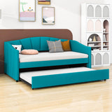 Velvet Upholstered Twin Daybed with Trundle Bed