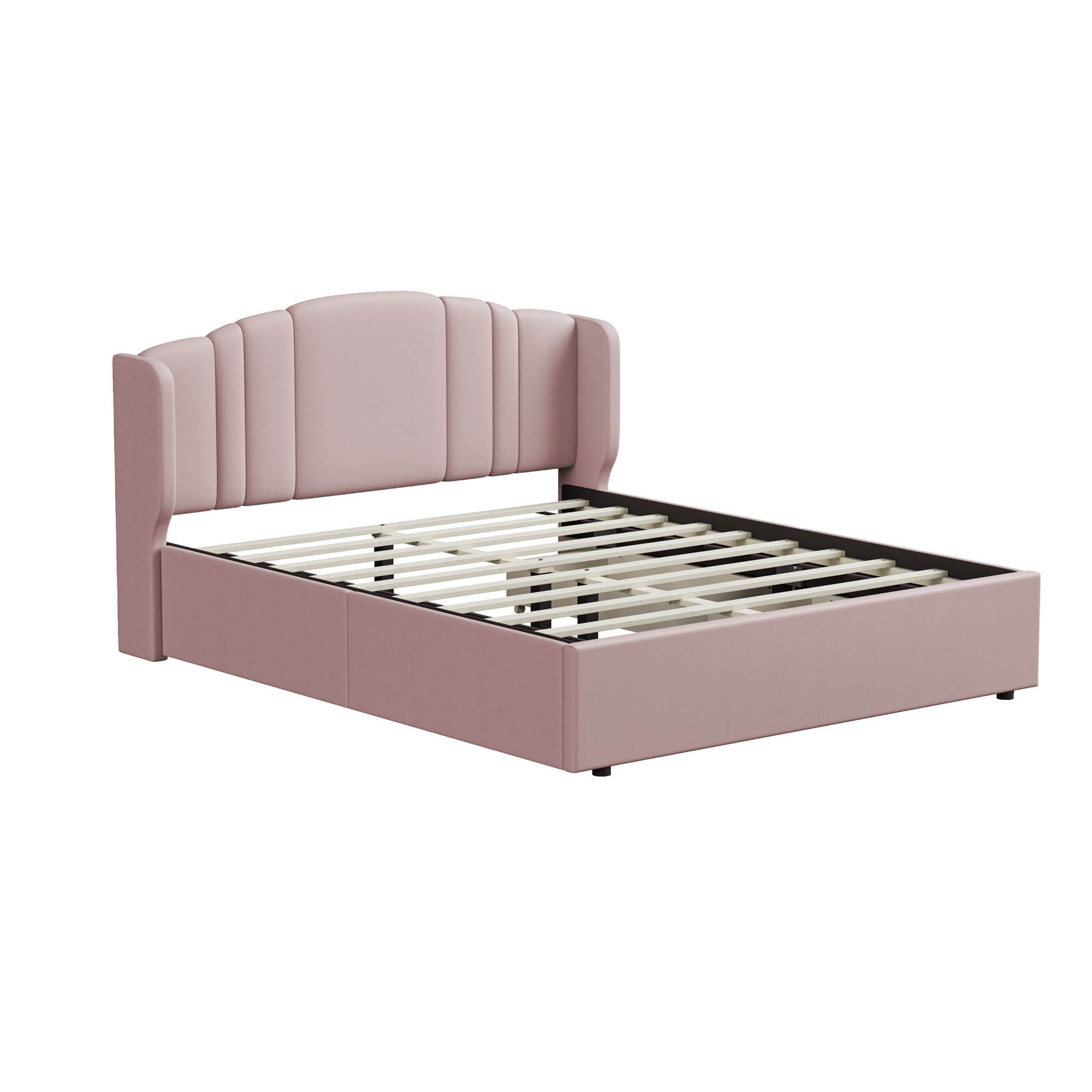 Queen Modern Upholstered Bed Frame with Headboard and Storage