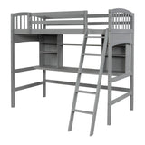 Convertible Twin High Loft Bed with Desk and Shelves - [Storage, Ladder, Wood]