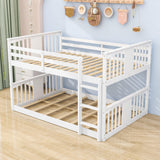 Wood Montessori Scandinavian Full Over Full Low Bunk Bed [Ladder, Guardrail]