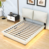 Upholstered Modern Queen Bed Frame with Headboard and LED Lights