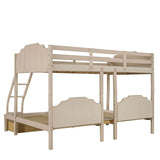 Upholstered Full Over Twin & Twin Triple Bunk Bed with Storage - [Drawers, L-Shaped]