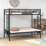 Twin Over Full Futon Bunk Beds with 2 Ladders - [Black, Metal]