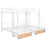 Full Over Twin & Twin Triple Bunk Beds with Storage - [Metal, Drawers, Table]