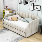 Modern Twin Size Upholstered Daybed with Storage Drawers