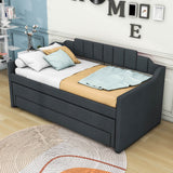 Twin Upholstered Daybed with Trundle and Storage - [Drawers, Linen]