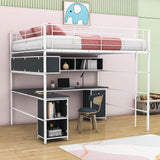 Metal Full Size Loft Bed with Desk and Storage for Adults, Teens