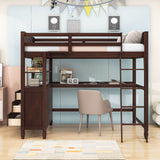 Twin Size Convertible Loft Bed with Desk and Storage - [Dresser, Shelves]