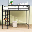 Full Size Metal Loft Bed with Desk and Storage Shelves for Kids, Adults