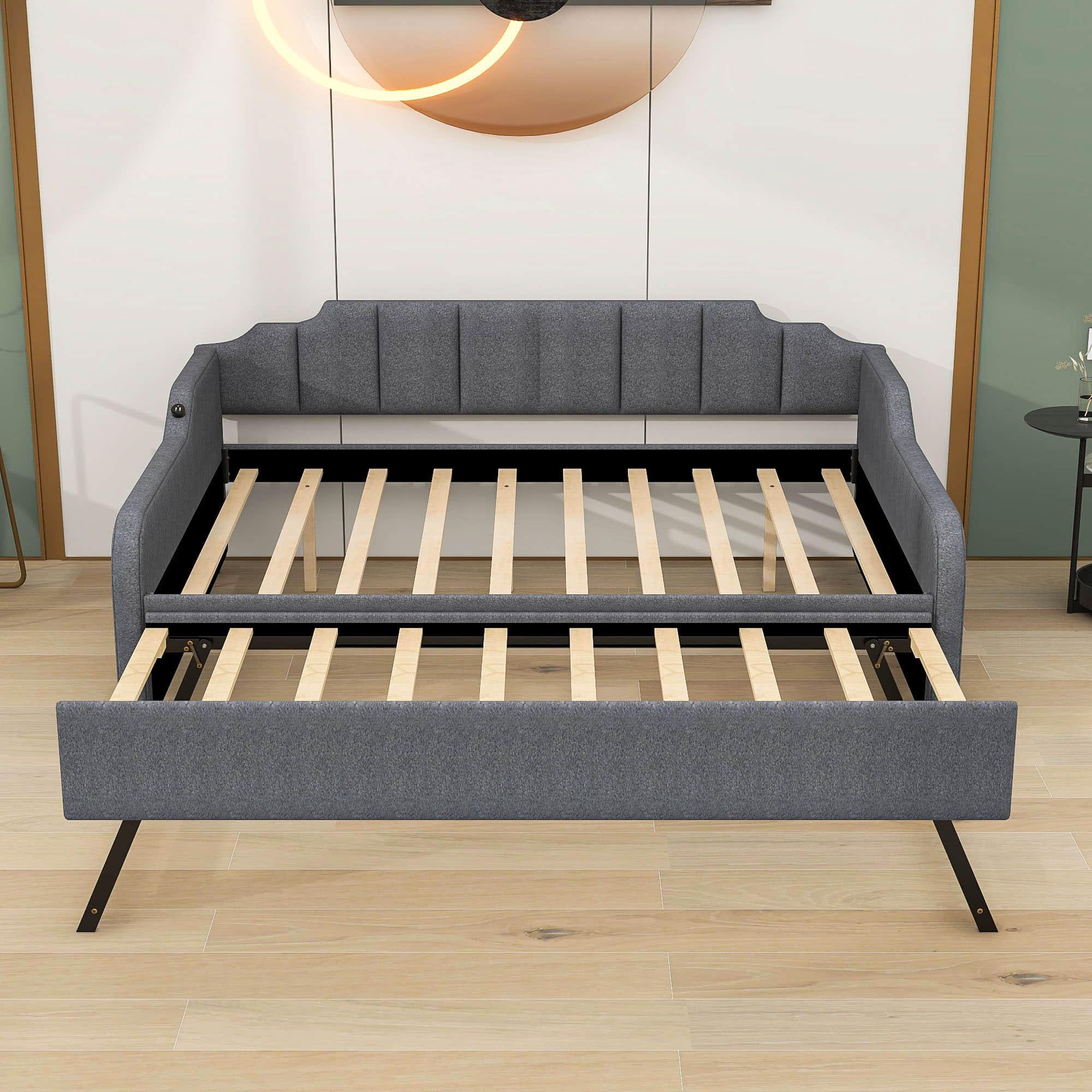 Smart Full Size Upholstered Daybed with Pull Up Trundle