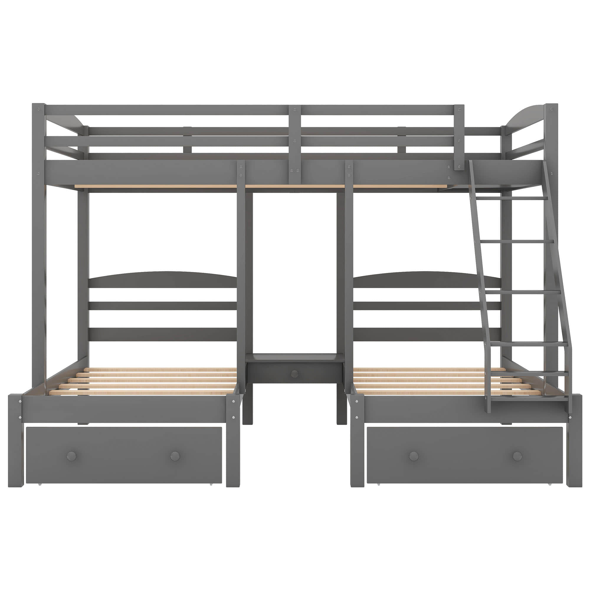 Wood Full Over Twin & Twin Triple Storage Bunk Bed - [Drawers]