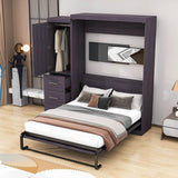 Vintage Full Size Murphy Bed Cabinet with Storage - [Wardrobe, Drawers]