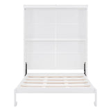 Queen Size Murphy Bed Wall Bed with Shelves - [Wood, Vertical]