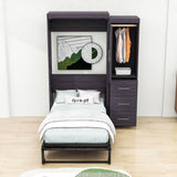 Vintage Twin Size Murphy Bed Cabinet with Storage - [Wardrobe, Drawers]