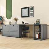 Modern Horizontal Queen Murphy Bed in Cabinet with Desk and Bookshelves