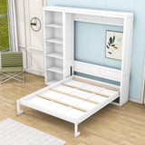 Wood Full Size Fold Away Murphy Wall Bed with Bookcase