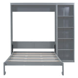 Queen Size Murphy Fold Away Wall Bed with Bookcase - [Wooden]