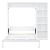 Queen Size Murphy Fold Away Wall Bed with Bookcase - [Wooden]