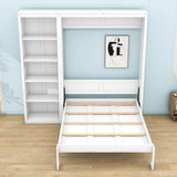 Queen Size Murphy Fold Away Wall Bed with Bookcase - [Wooden]