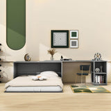 Modern Horizontal Queen Murphy Bed in Cabinet with Desk and Bookshelves